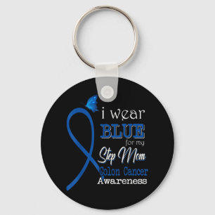 Porte-clés Ruban Je Porte Bleu Pour Pas Maman Colon Cancer Aw