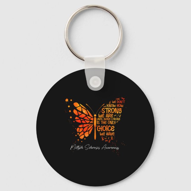Porte-clés Ruban orange papillon Sensibilisation à la scléros (Recto)