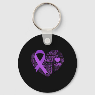 Porte-clés Ruban pourpre du coeur de sensibilisation