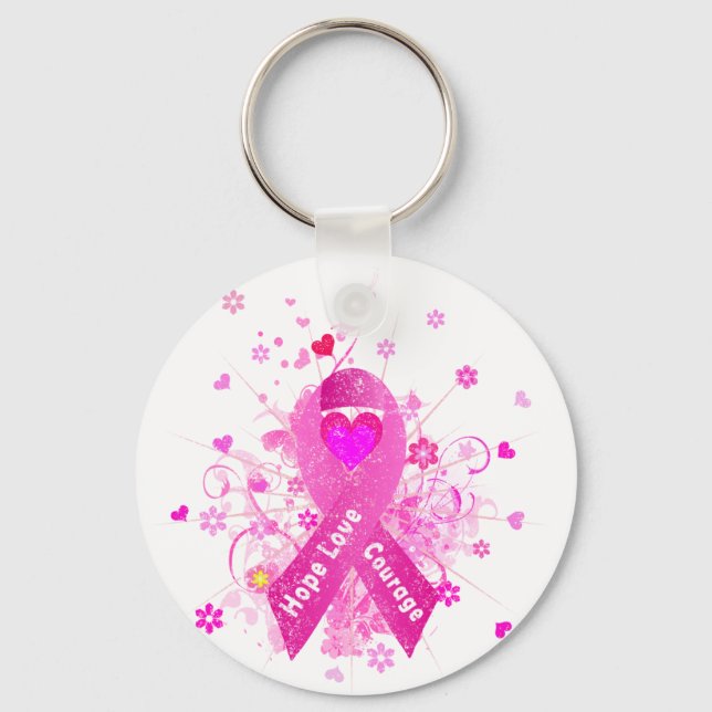 Porte-clés ruban rose du cancer du sein (Recto)