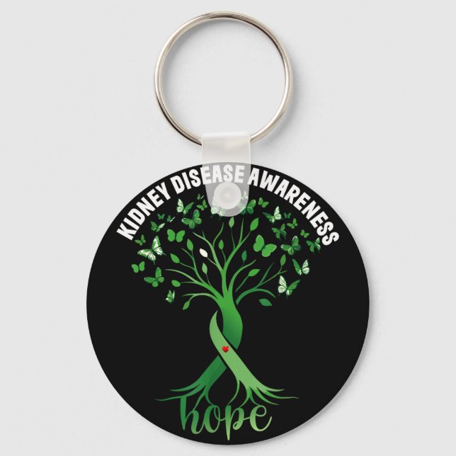 Porte-clés Ruban vert arbre espoir maladie rénaleKid (Recto)