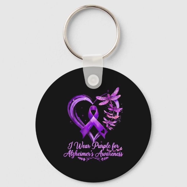 Porte-clés Ruban violet papillon de sensibilisation à la mala (Recto)