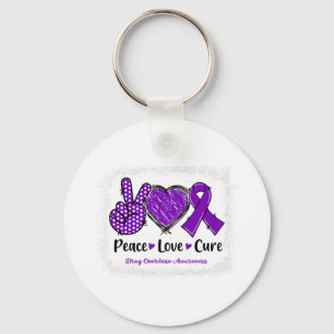 Porte-clés Ruban Violet pour la Guérison Amour Paix Sensibili