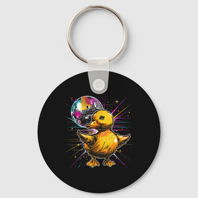 Porte-clés Rubber Duck Disco Dancing Disco Ball Musique Rubbe (Recto)