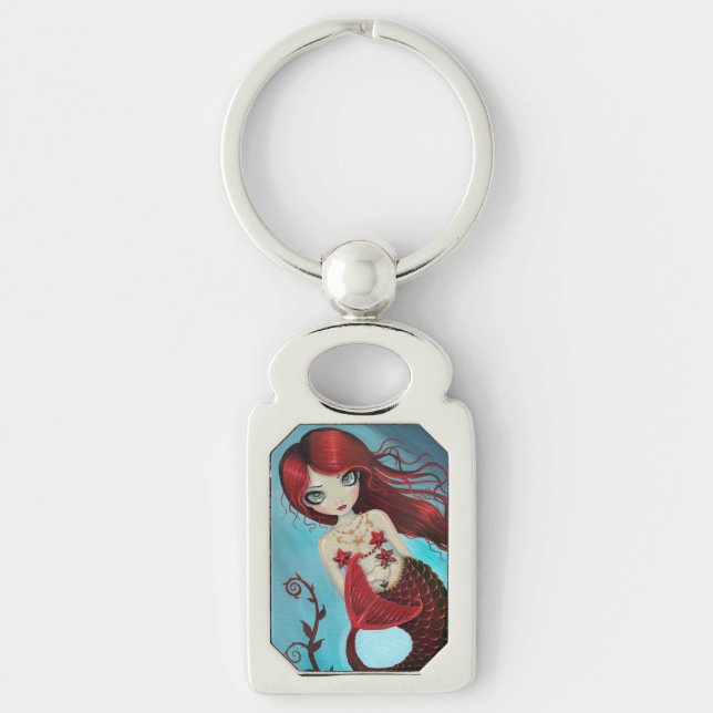 Porte-clés Ruby Big Eye Mermaid Imaginaire Art par Molly Harr (Devant)