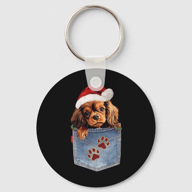 Porte-clés Ruby Cavalier King Charles Spaniel qui regarde (Recto)