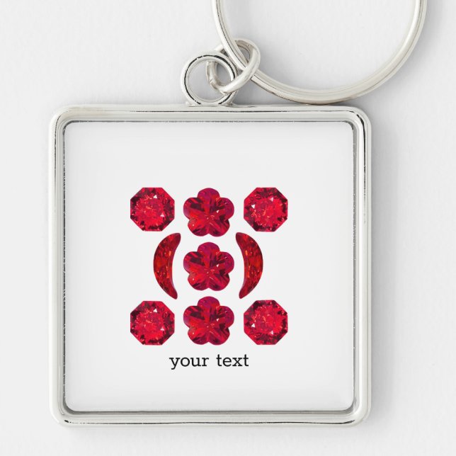 Porte-clés Ruby Gemstone Art, Rouge (Devant)