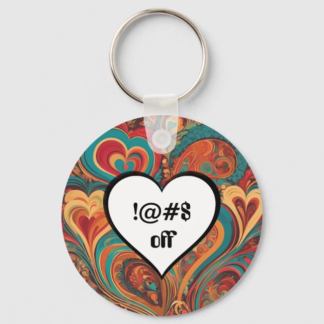 Porte-clés Rude Funny Coeur Design !@#$ (Recto)