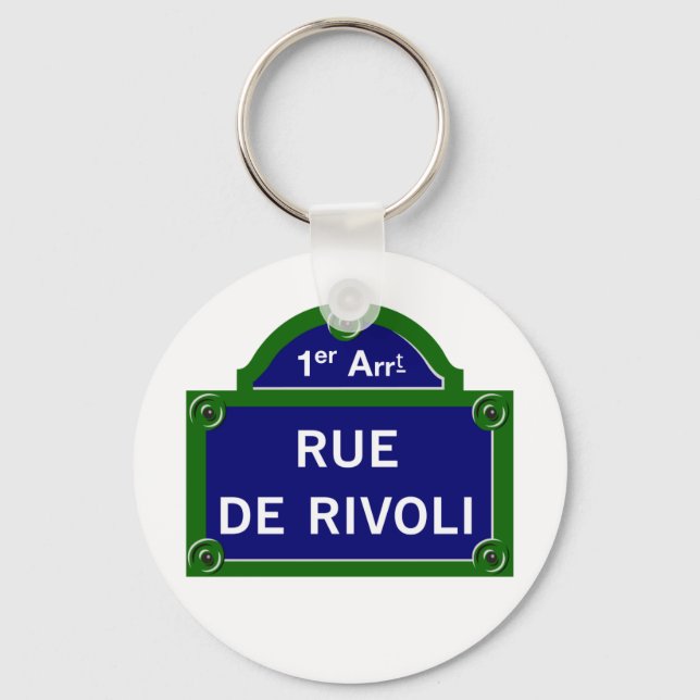 Porte-clés Rue de Rivoli, Paris Street Sign (Recto)