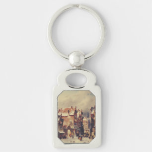 Porte-clés Rue enneigée à Haarlem par Charles Leickert