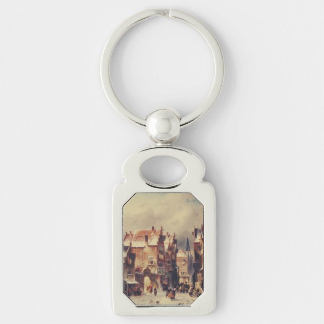 Porte-clés Rue enneigée à Haarlem par Charles Leickert (Devant)
