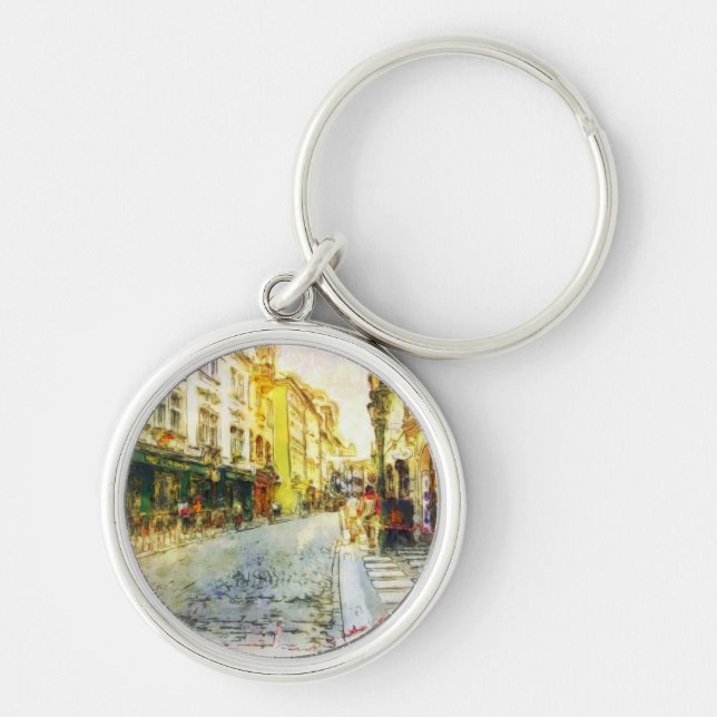Porte-clés Rues de vieille aquarelle de Prague (Devant)