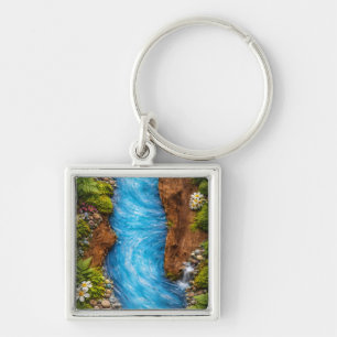 Porte-clés Ruisseau de forêt serein Art de l'eau de la nature