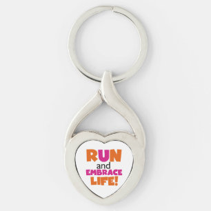 Porte-clés Run and Embrassez Life Orange Pink