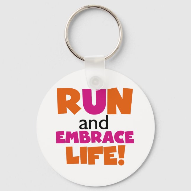 Porte-clés Run and Embrassez Life Orange Pink (Recto)