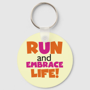 Porte-clés Run and Embrassez Life Orange Pink