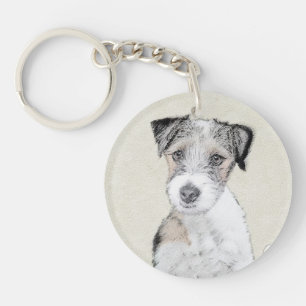 Porte-clés Russell Terrier Peinture rugueuse - Art Chien orig