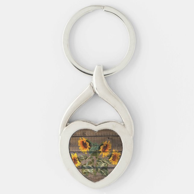Porte-clés Rustic Barn Wood Sunflower (Devant)