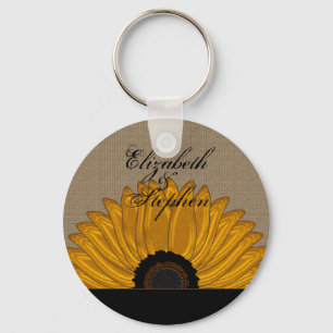 Porte-clés .Rustic Country Burlap Sunflower Wedding Faveurs