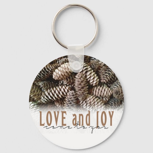 Porte-clés Rustic Holiday Love and Joy Pine Cone (Recto)
