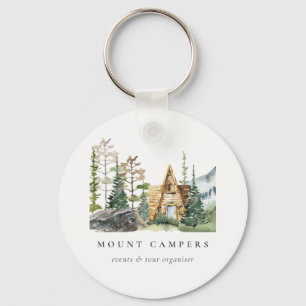 Porte-clés Rustic Pine Woods Watercolor Camping Mountain Camp
