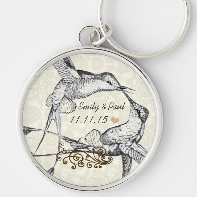 Porte-clés Rustic Romantic Hummingbird Kiss Love BirdWedding (Devant)