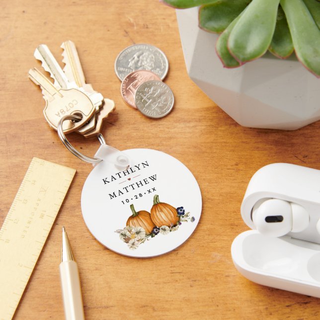 Porte-clés Rustique Botanique Automne Citrouille Mariage de a (Bureau)