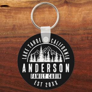 Porte-clés Rustique Famille Cabine Mountain Lodge   Noir