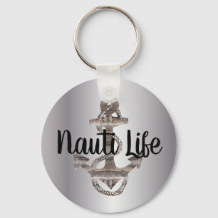 Porte-clés rustique mignon, script NAUTI LIFE nautique PORT
