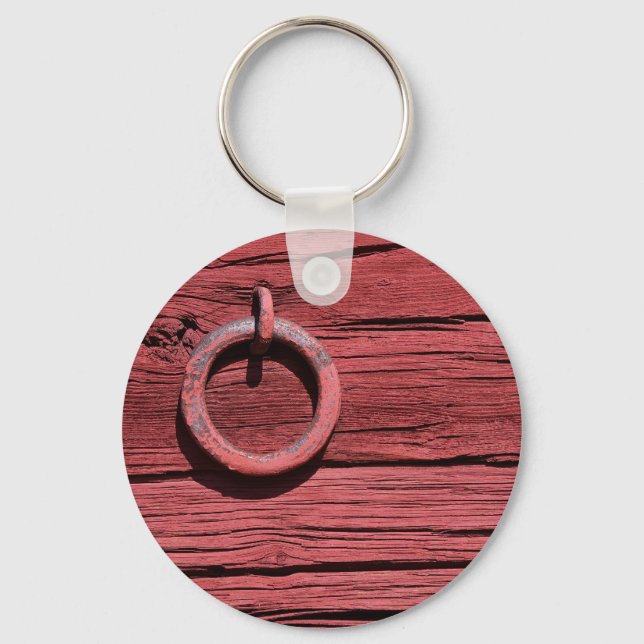 Porte-clés Rustique Rural Rouge Bois Grange Clavier Mur (Recto)
