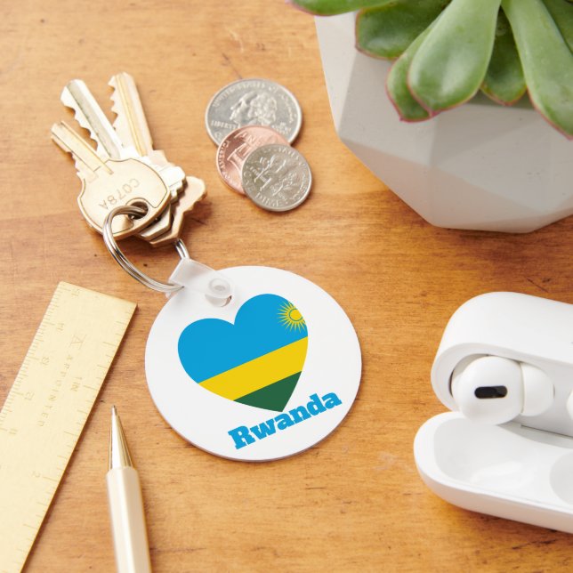 Porte-clés Rwanda Heart Flag (Bureau)