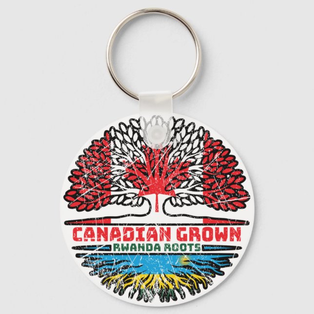 Porte-clés Rwanda Rwandais Canadian Tree Roots Drapeau (Recto)