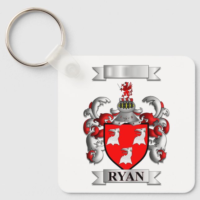 Porte-clés Ryan Nom de famille et blason (Recto)