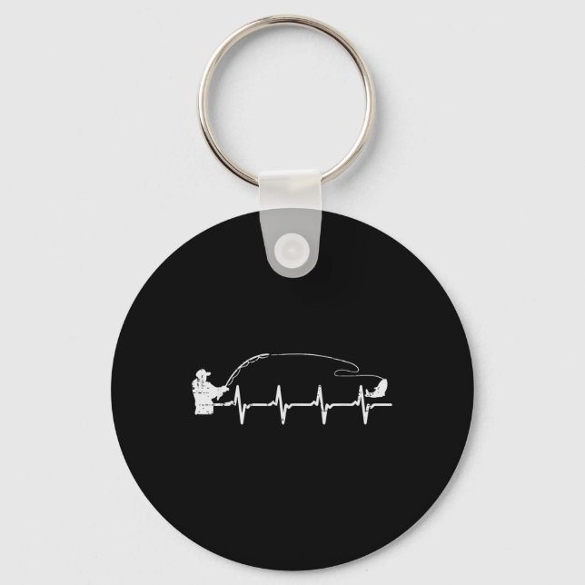 Porte-clés Rythme cardiaque de pêcheur Pêche Hommes Garçons E (Recto)