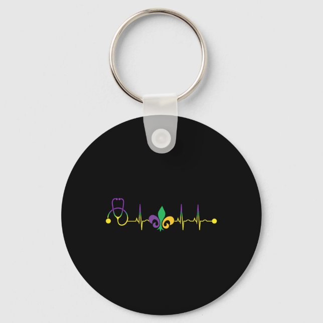 Porte-clés Rythme de Mardi Gras Stéthoscope Blouse Rn Infirmi (Recto)