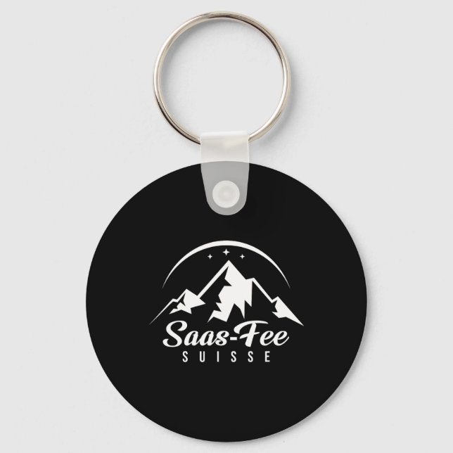 Porte-clés Saas-fee Suisse Ski ski Snowboardin (Recto)