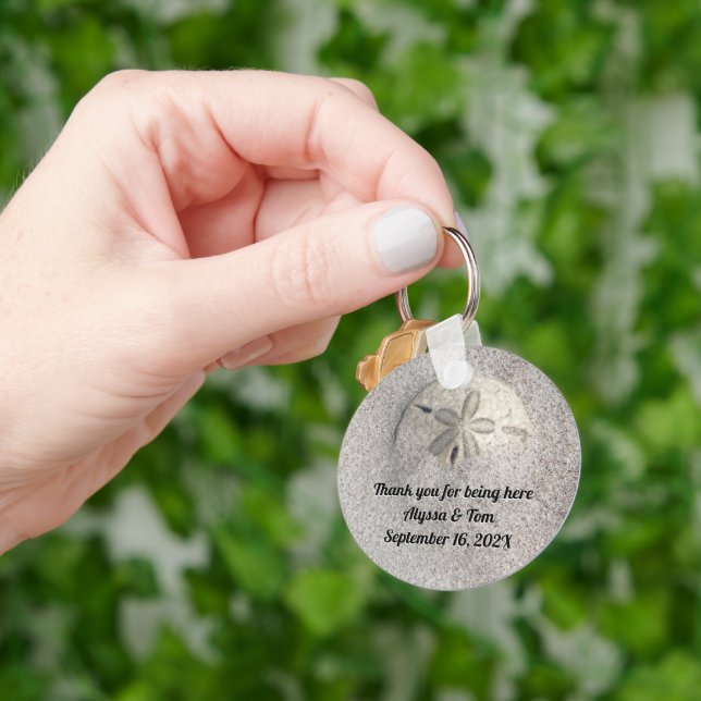 Porte-clés Sable Dollar Plage Favoriser Personnalisé (main)