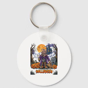 Porte-clés Sac de bonbons épouvantail d'Halloween Citrouilles