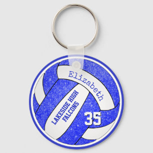 Porte-clés sac de volley-ball bleu blanc étiquette w nom de l