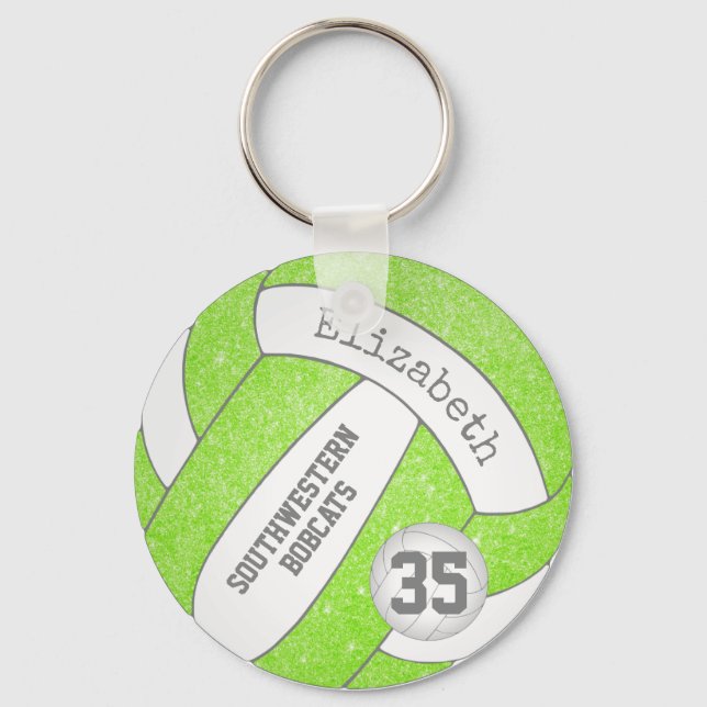 Porte-clés sac de volley-ball vert cime étiquette w nom de l' (Recto)