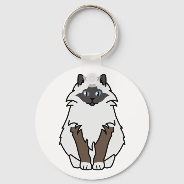 Porte-clés Sacred Birman Cat Cartoon (Recto)