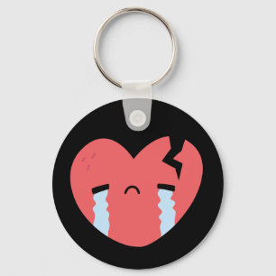 Porte-clés Sad Crying Broken Heart Face Emoji Black