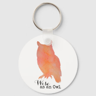 Porte-clés Sage comme un Hibou Typographique Aquarelle