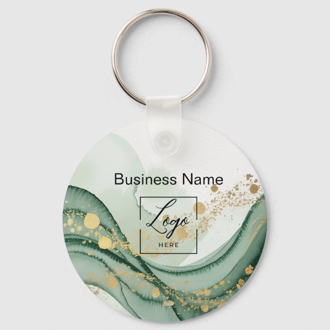 Porte-clés Sage green  marble logo Qr code Employee (Recto)