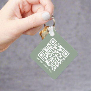 Porte-clés Sage Green QR Code & Business Logo Promotion