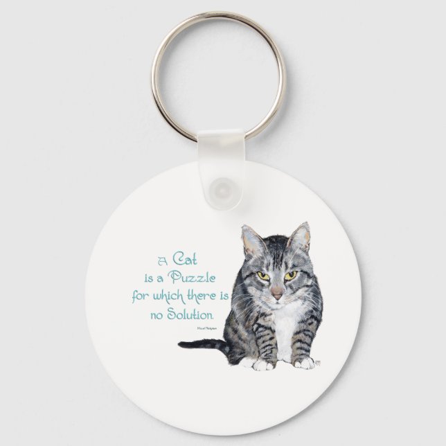 Porte-clés Sagesse Féline - un Chat est une Énigme (Recto)