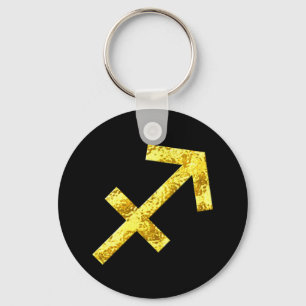 Porte-clés Sagittarius Zodiac Sign Black Gold Symbol