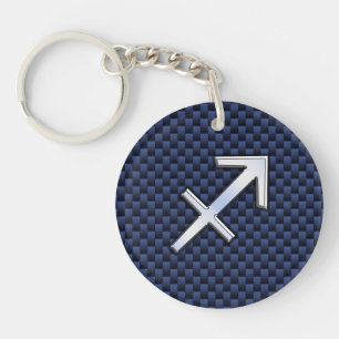 Porte-clés Sagittarius Zodiac Sign on Navy Carbon Fiber Print