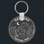 Porte-clés Saguaro National Park Arizona Vintage Monoline<br><div class="desc">Saguaro vector artwork design. The park is named for the large saguaro cactus,  native to its desert environment.</div>
