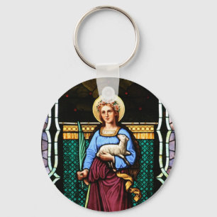 Porte-clés Saint-Agnes (Agnes de Rome) - Art du verre